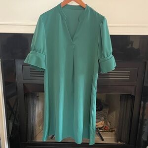 Shein Short Ruffle Sleeve, V-Neck Shift Dress, size L